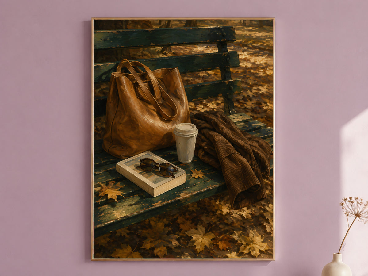 Autumn Still Life Wall Art, Light Academia Print, Cozy Fall Painting - Digital Download