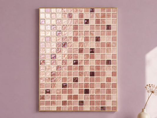 Neutral Mosaic Wall Art, Champagne Glass Tile Print - Digital Download