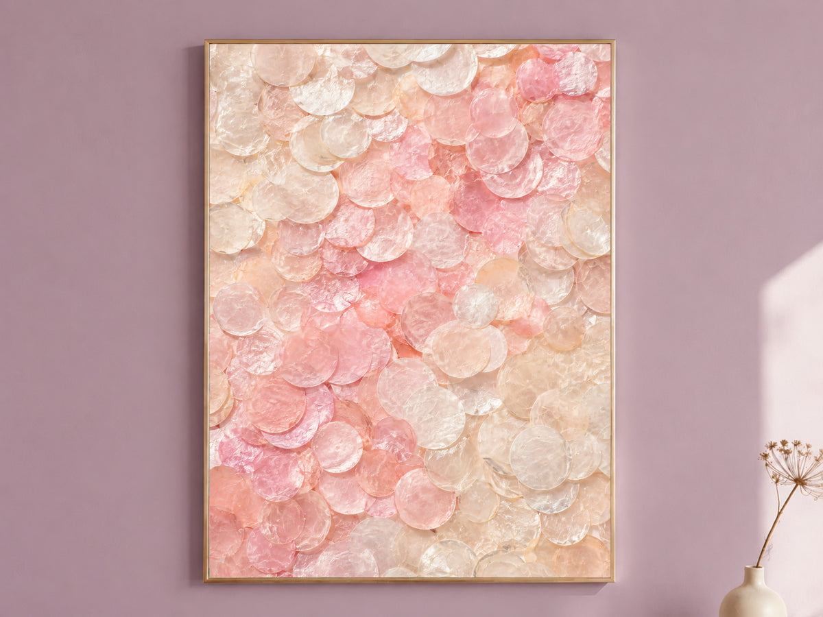 Blush Pink Wall Art, Capiz Shell Abstract Print - Digital Download