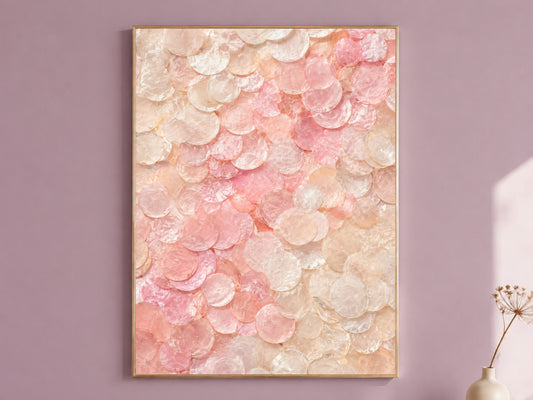 Blush Pink Wall Art, Capiz Shell Abstract Print - Digital Download