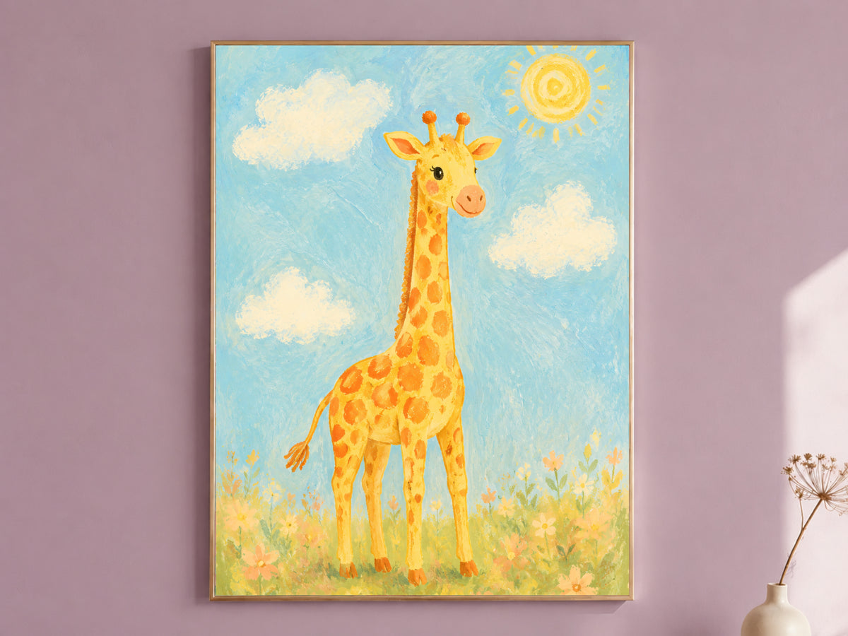 Giraffe Nursery Wall Art, Safari Kids Room Print - Digital Download