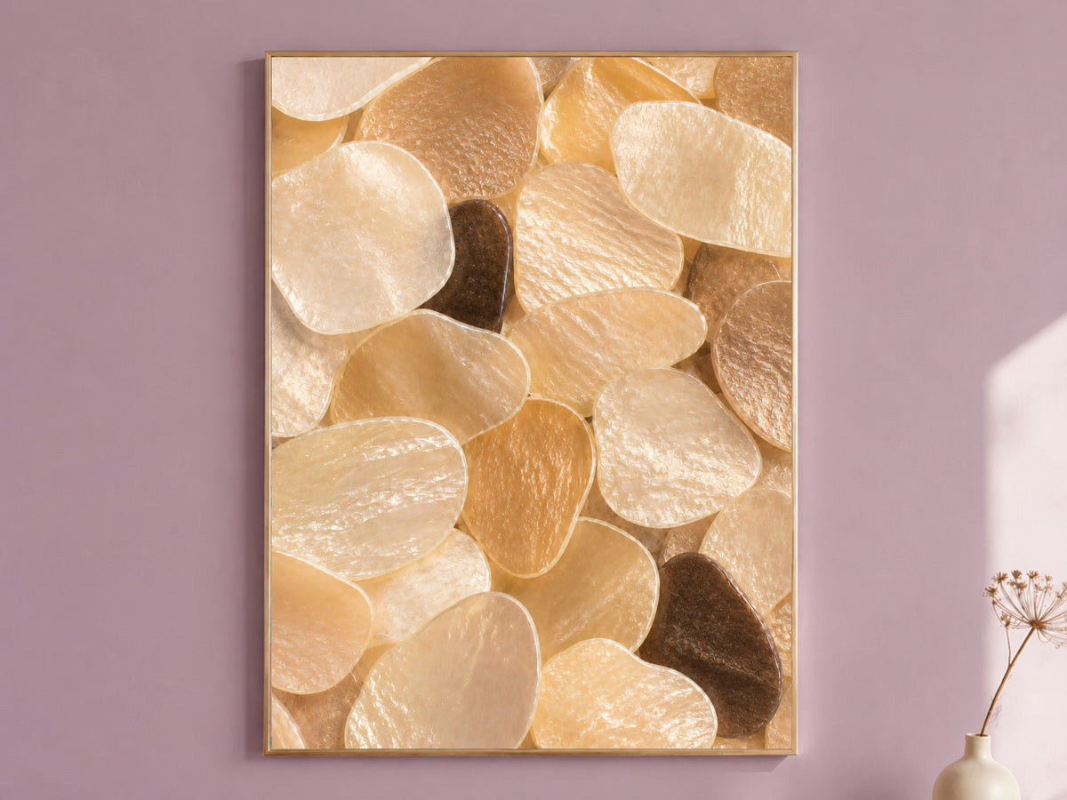 Honey Gold Capiz Shell Wall Art, Amber Espresso Accent Print - Digital Download