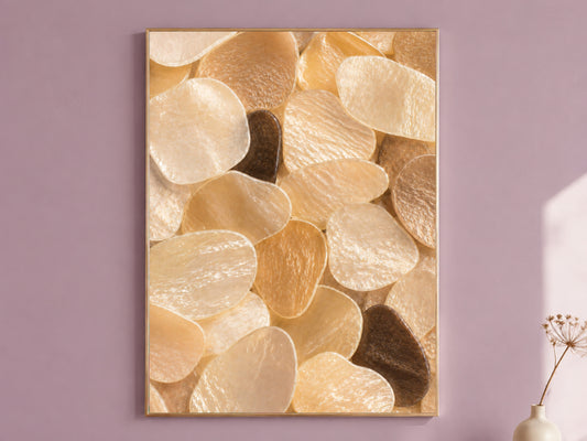 Honey Gold Capiz Shell Wall Art, Amber Espresso Accent Print - Digital Download