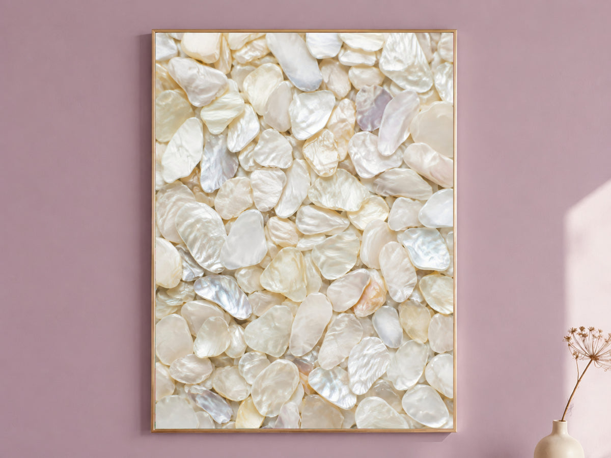 White Capiz Shell Wall Art, Mother of Pearl Print - Digital Download