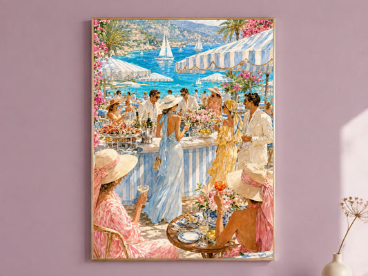 French Riviera Wall Art, Coastal Aperitivo Print - Digital Download