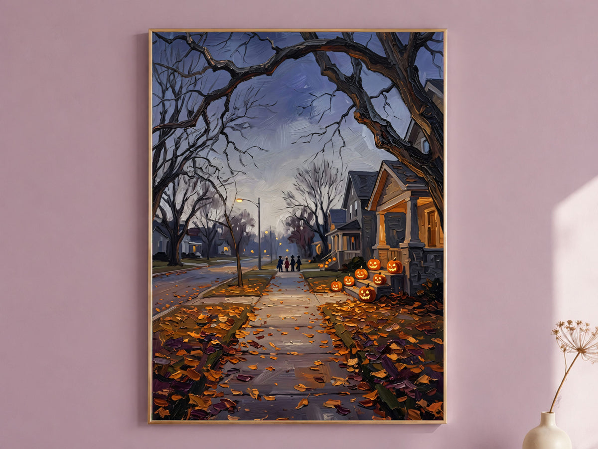 Trick or Treat Wall Art, Impasto Oil Painting Print - Digital Download