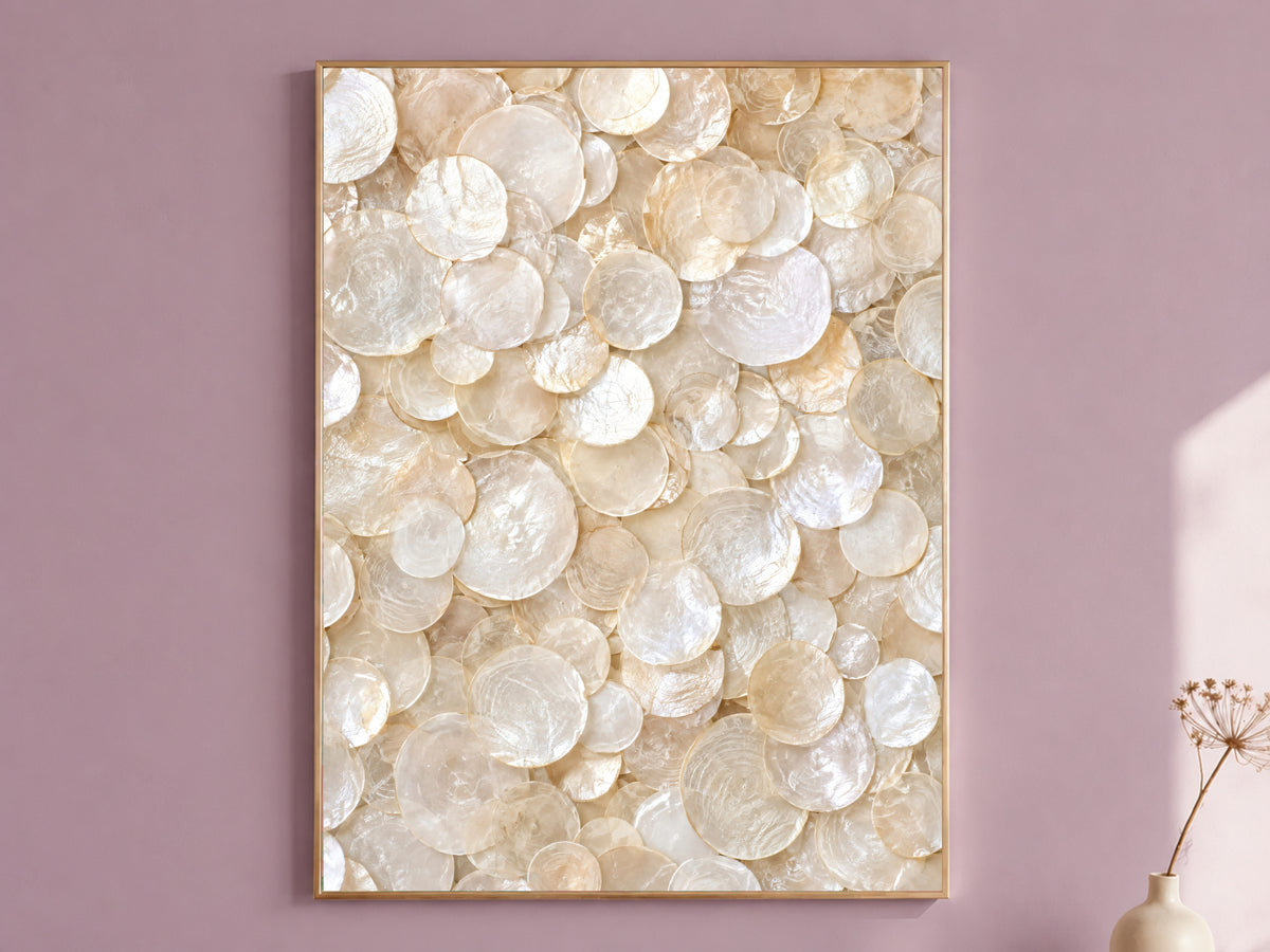 Capiz Shell Wall Art, Ivory Pearl Abstract Print - Digital Download