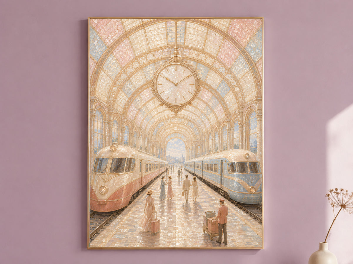 Vintage Train Station Wall Art, Opera Aesthetic Print - Digital Download