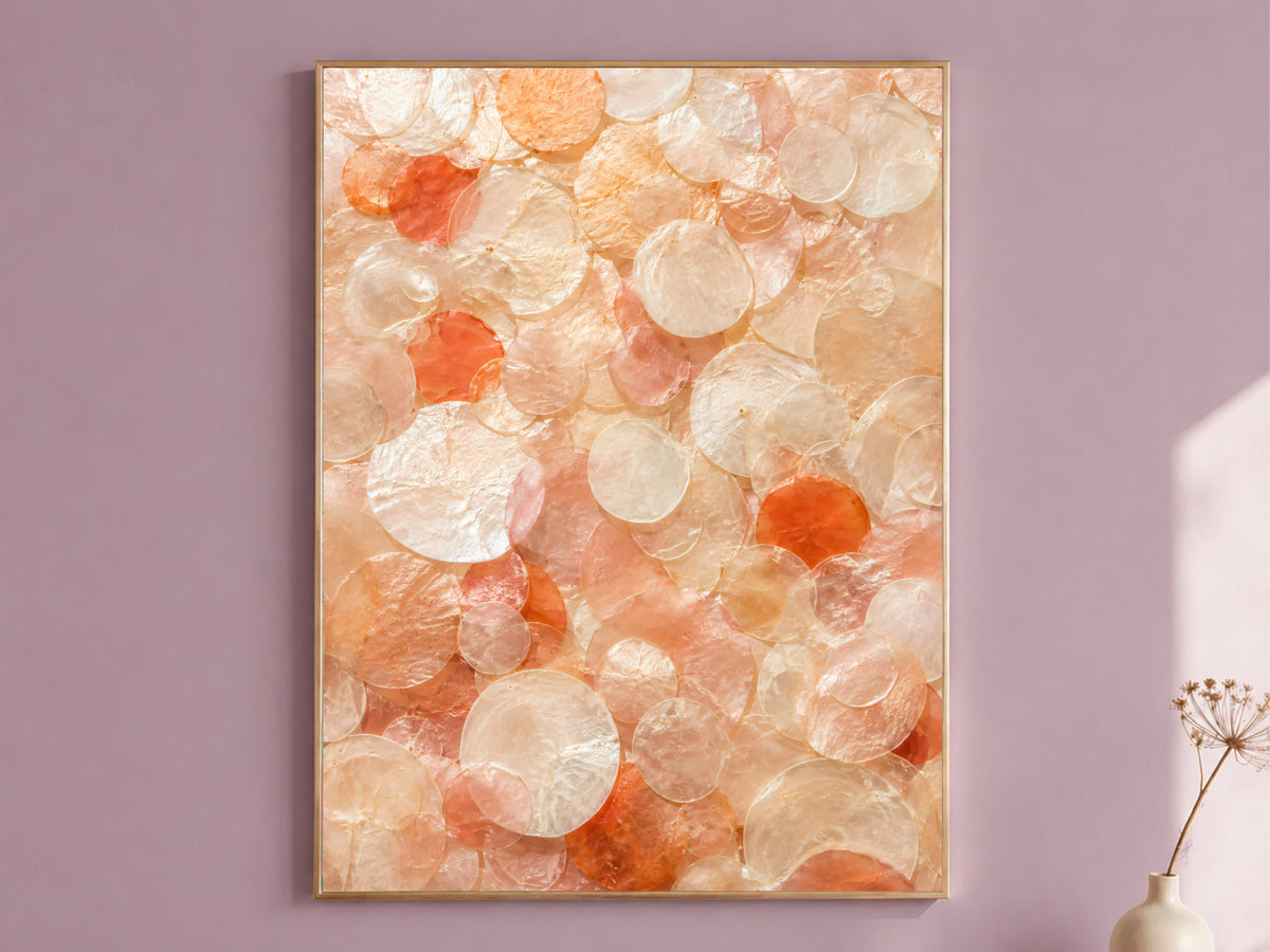 Terracotta Coral Capiz Shell Wall Art, Warm Orange Ombre Print - Digital Downlaod