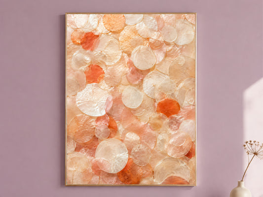 Terracotta Coral Capiz Shell Wall Art, Warm Orange Ombre Print - Digital Downlaod
