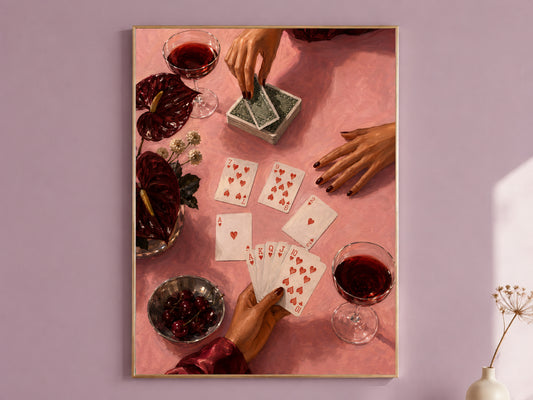 Playing Cards Wall Art, Moody Poker Night Print - Digital Download