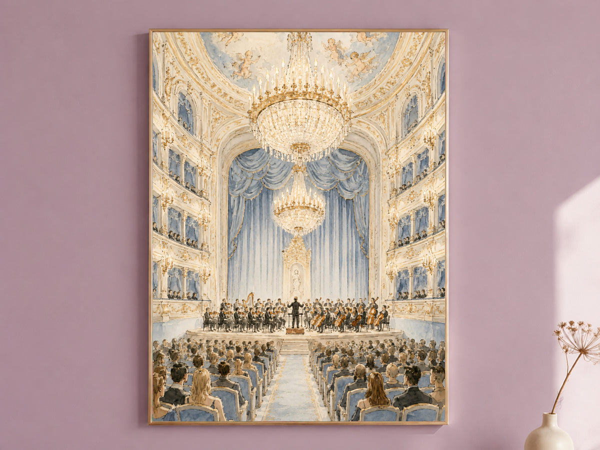 Opera House Wall Art, Concert Hall Illustration - Digital Download