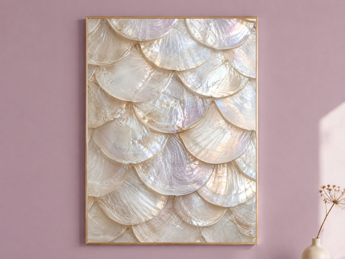 Mother of Pearl Wall Art, Iridescent Shell Print - Digital Download