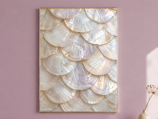 Mother of Pearl Wall Art, Iridescent Shell Print - Digital Download