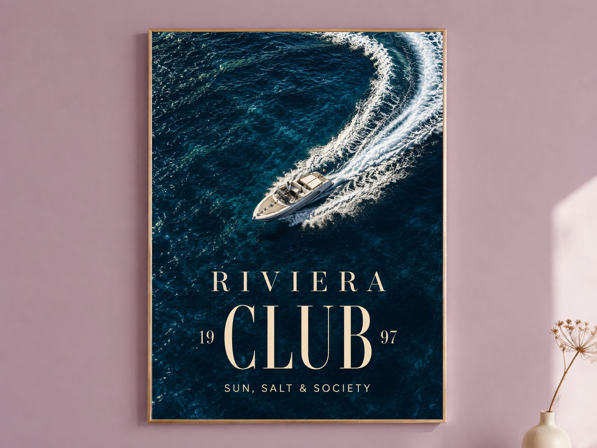 Riviera Club Yacht Poster, Old Money Aesthetic Print - Digital Download