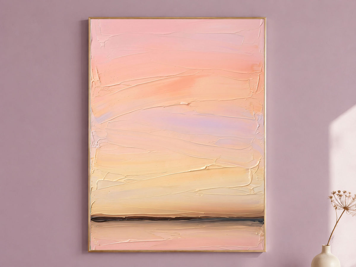 Sunset Gradient Wall Art, Impasto Oil Painting Print - Digital Download