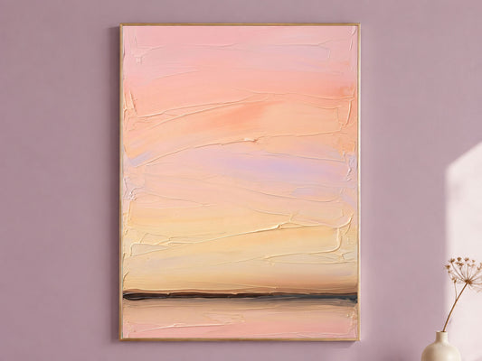 Sunset Gradient Wall Art, Impasto Oil Painting Print - Digital Download