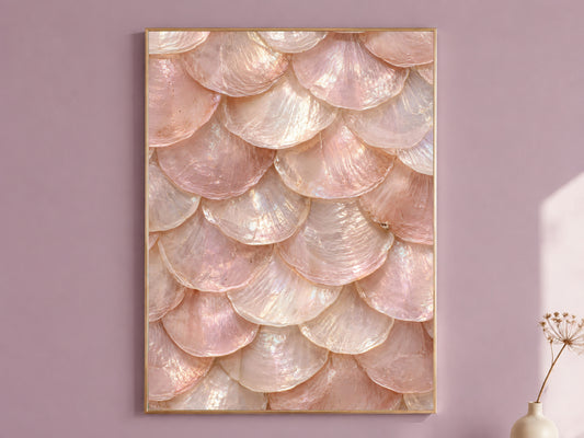 Blush Pink Capiz Shell Wall Art, Rose Quartz Mother of Pearl Print - Digital Download