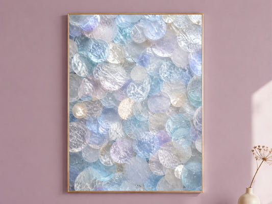 Periwinkle Capiz Shell Wall Art, Icy Blue Lilac Print - Digital Download