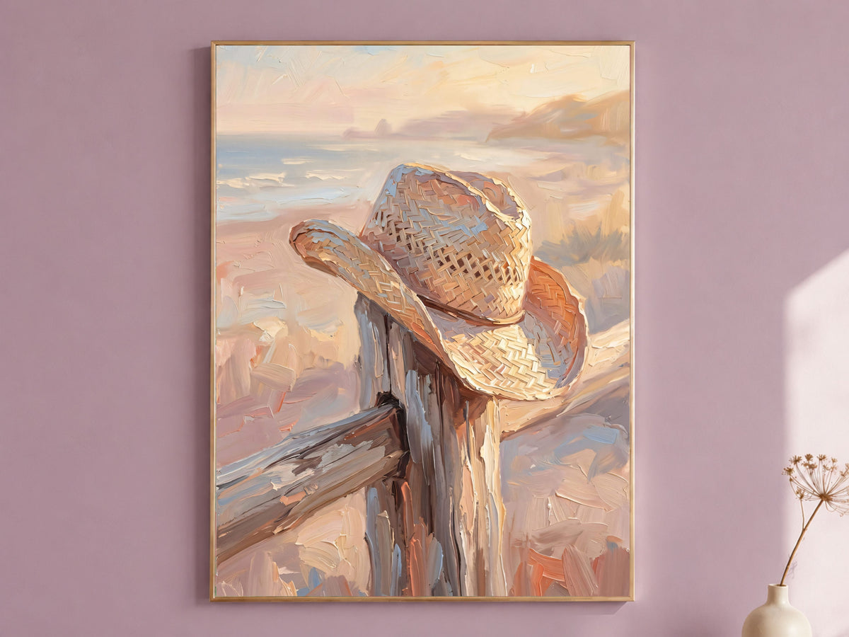 Cowboy Hat Wall Art, Impasto Oil Painting Print - Digital Download