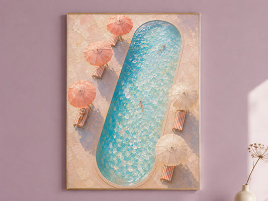 Aerial Swimming Pool Wall Art, Coastal Riviera Print - Digital Download