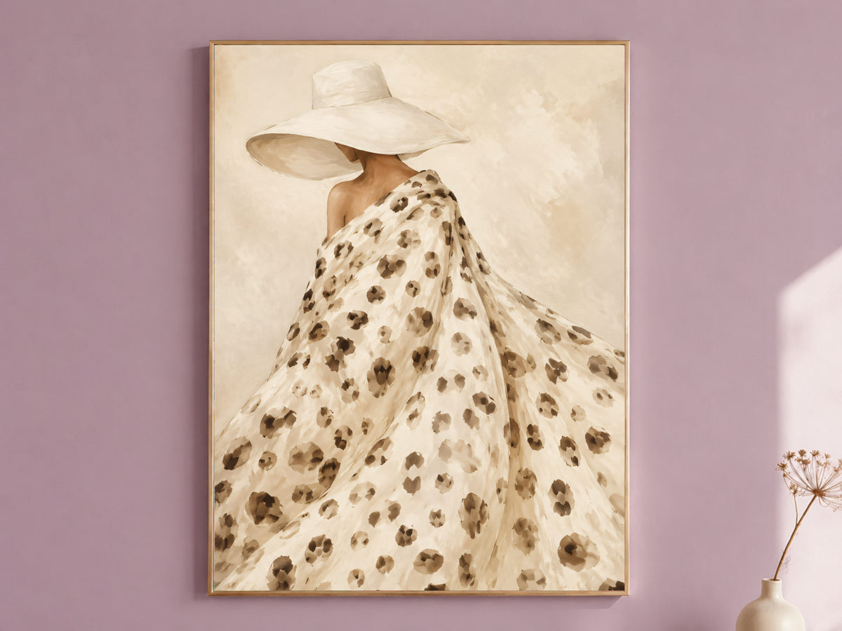 Leopard Print Fashion Wall Art, Couture Gown Painting - Digital Download