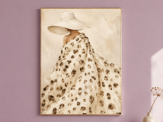 Leopard Print Fashion Wall Art, Couture Gown Painting - Digital Download