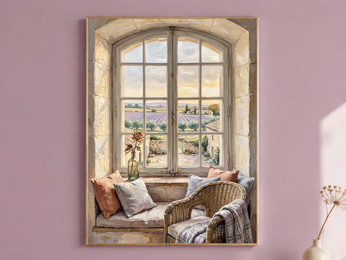 Chateaucore Window View Print, French Countryside Wall Art - Digital Download