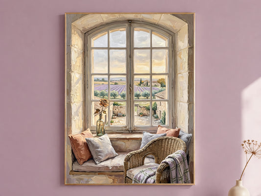 Chateaucore Window View Print, French Countryside Wall Art - Digital Download