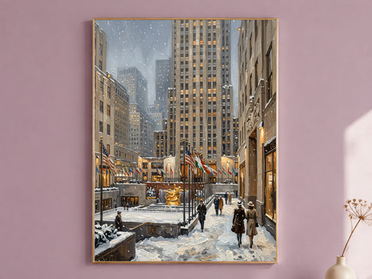 New York Winter Wall Art, Snowy NYC Print - Digital Download