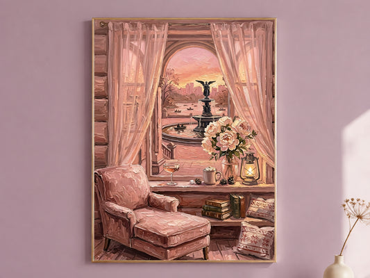 Bethesda Fountain Print, Central Park Sunset Wall Art - Digital Download