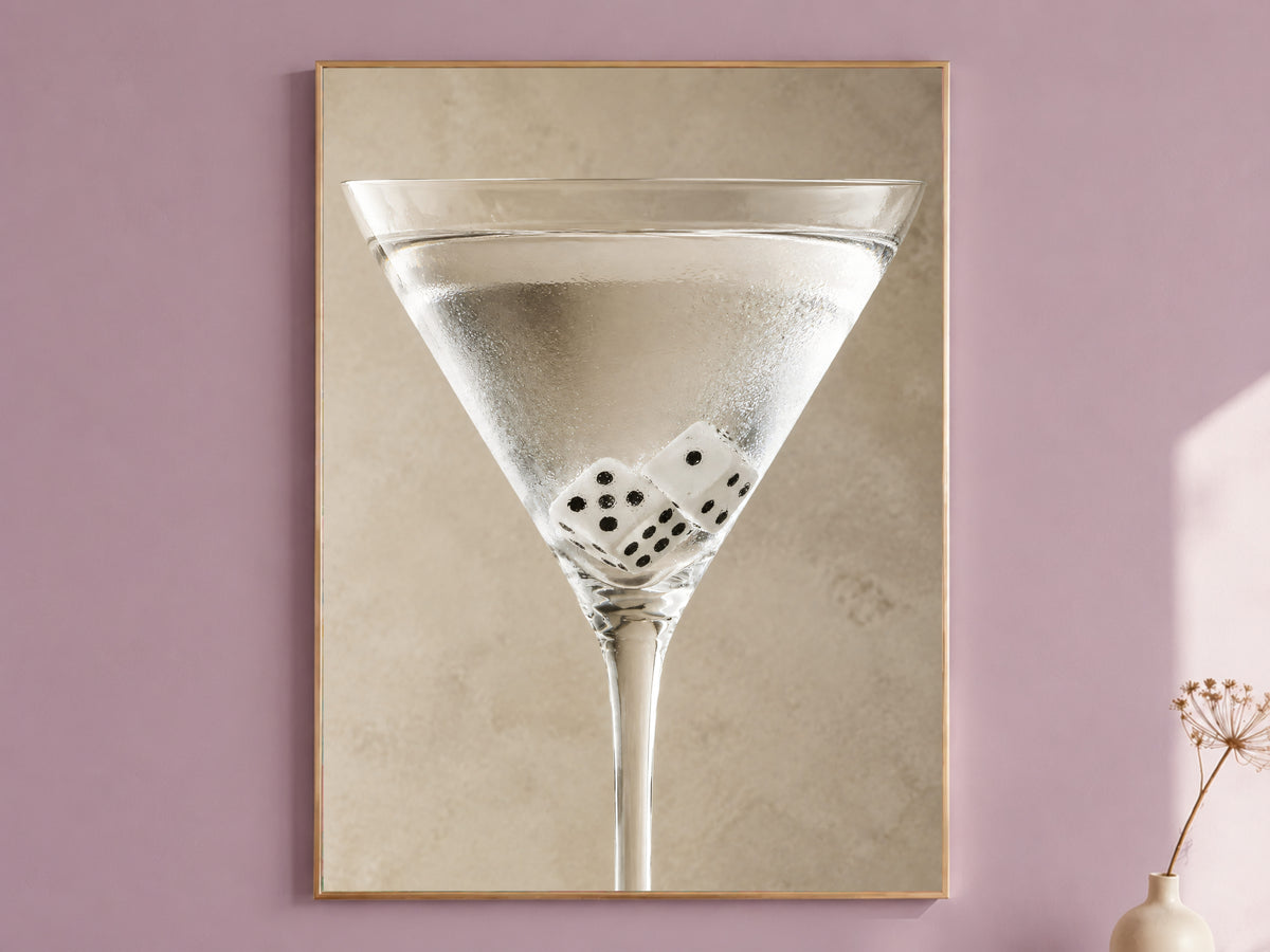 Martini Wall Art, Neutral Cocktail Print, Bar Cart Decor - Digital Download