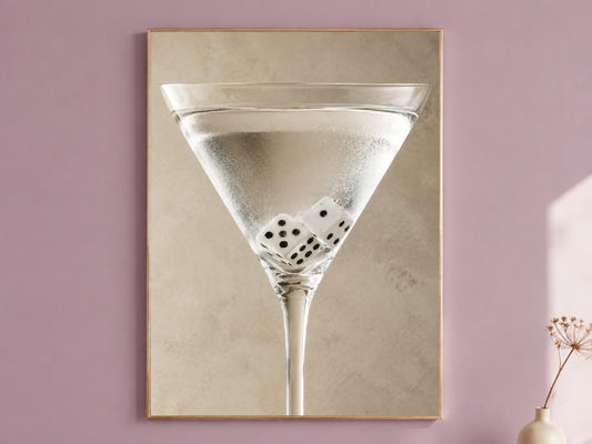 Martini Wall Art, Neutral Cocktail Print, Bar Cart Decor - Digital Download