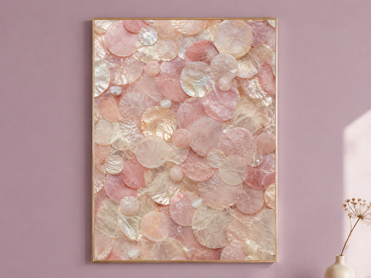 Rose Quartz Wall Art, Capiz Shell Abstract Print - Digital Download
