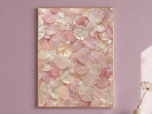 Rose Quartz Wall Art, Capiz Shell Abstract Print - Digital Download