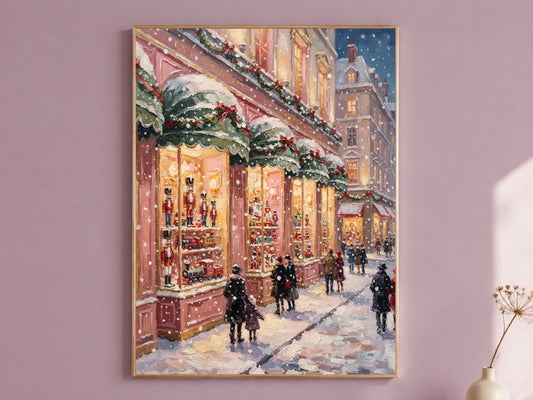 Vintage Christmas Toy Shop Print, Victorian Storefront Wall Art - Digital Download