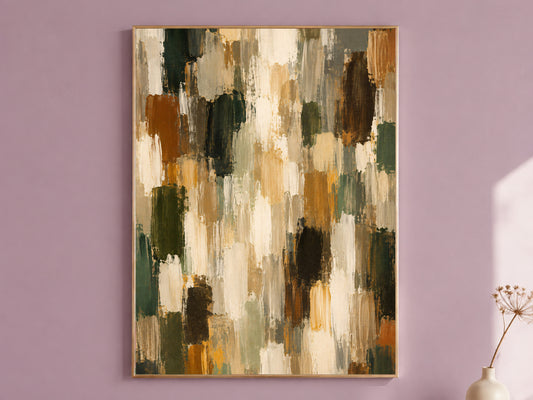 Earth Tone Abstract Wall Art, Terracotta Green Textured Painting - Digital Download