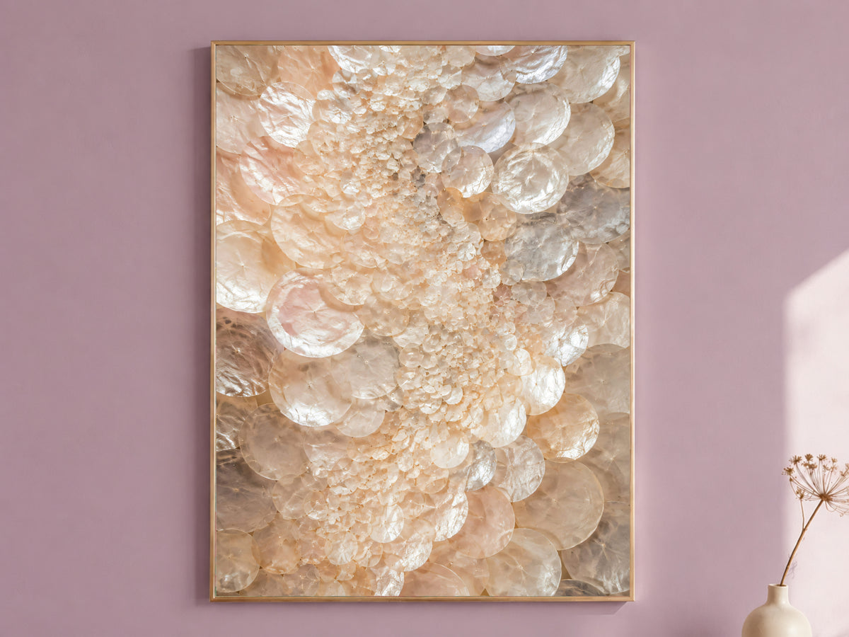 Champagne Druzy Capiz Shell Wall Art, Crystal Cluster Print - Digital Download
