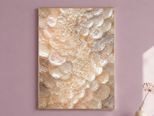 Champagne Druzy Capiz Shell Wall Art, Crystal Cluster Print - Digital Download