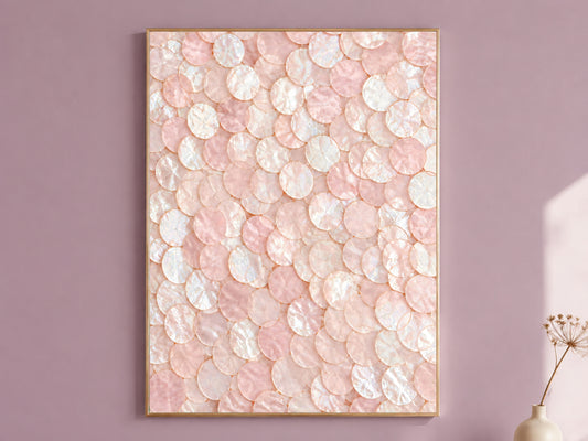 Blush Pink Capiz Shell Wall Art, Soft Pastel Coastal Print - Digital Download