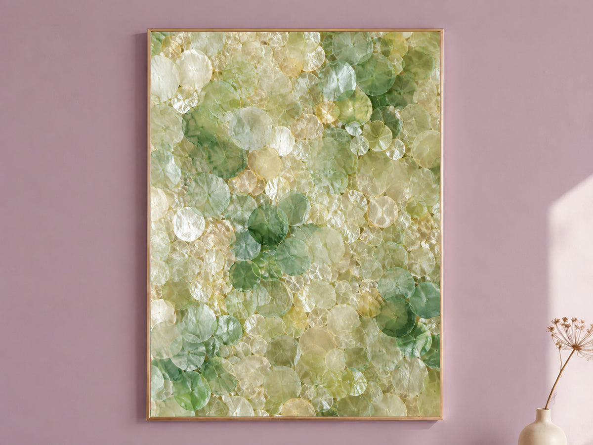 Sage Green Capiz Shell Wall Art, Jade Ombre Print - Digital Download