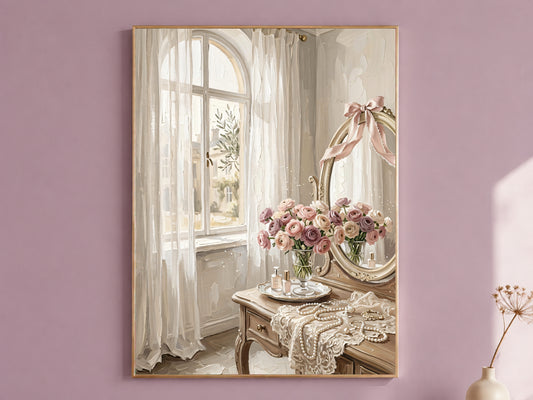 Coquette Vanity Print, Vintage Vanity Wall Art - Digital Download