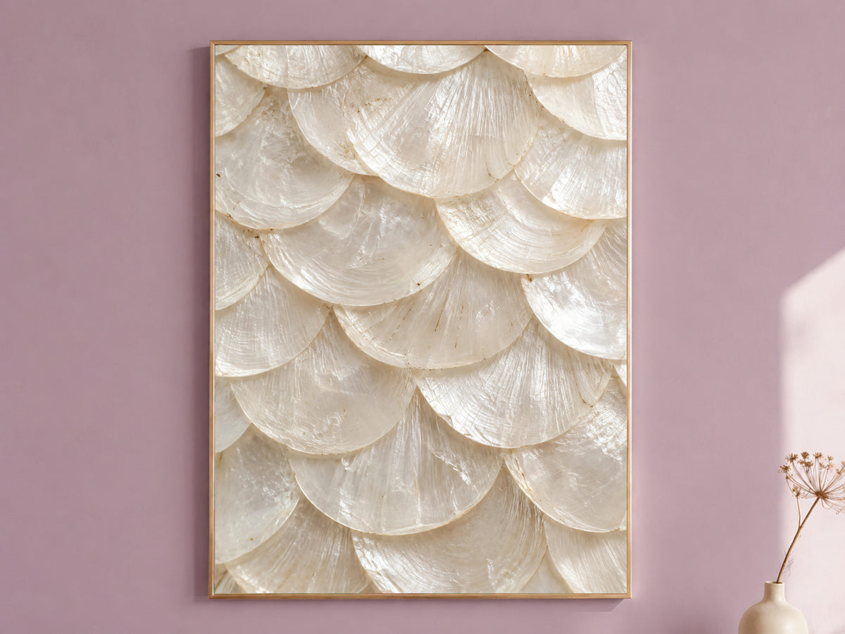 Capiz Shell Wall Art, Ivory Mother of Pearl Print - Digital Download