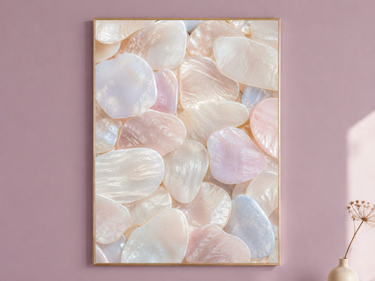 Blush Pearl Capiz Shell Wall Art, Soft Pink Ivory Print - Digital Download