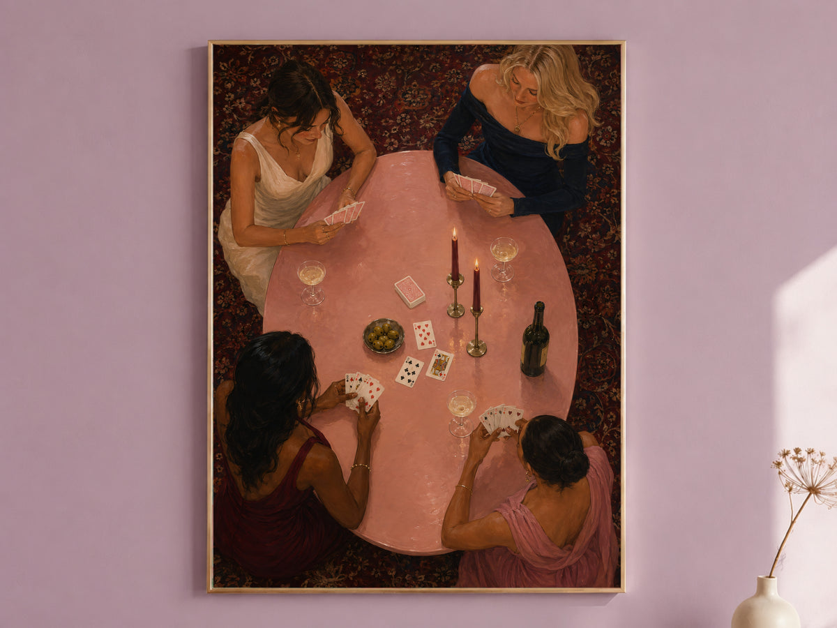 Girls Night Poker Wall Art, Casino Card Game Print - Digital Download