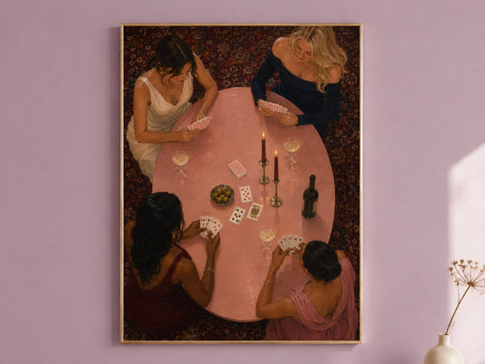 Girls Night Poker Wall Art, Casino Card Game Print - Digital Download