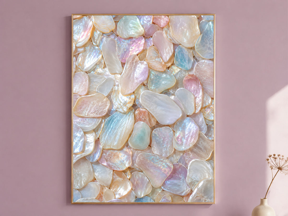 Iridescent Capiz Shell Wall Art, Opal Pearlcore Print - Digital Download