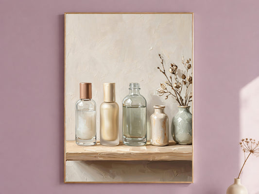 Bathroom Vanity Wall Art, Impasto Oil Painting Print - Digital Download