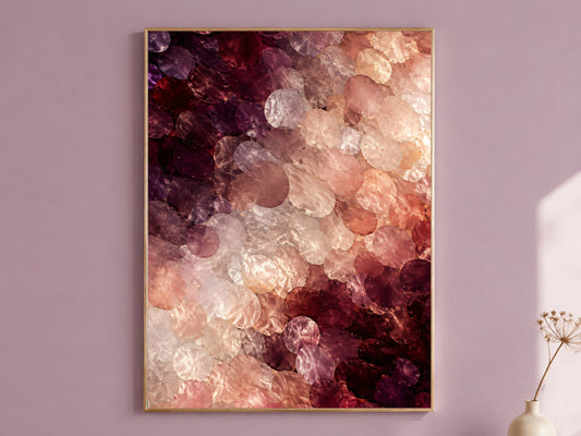Merlot Capiz Shell Wall Art, Moody Wine Ombre Print - Digital Download