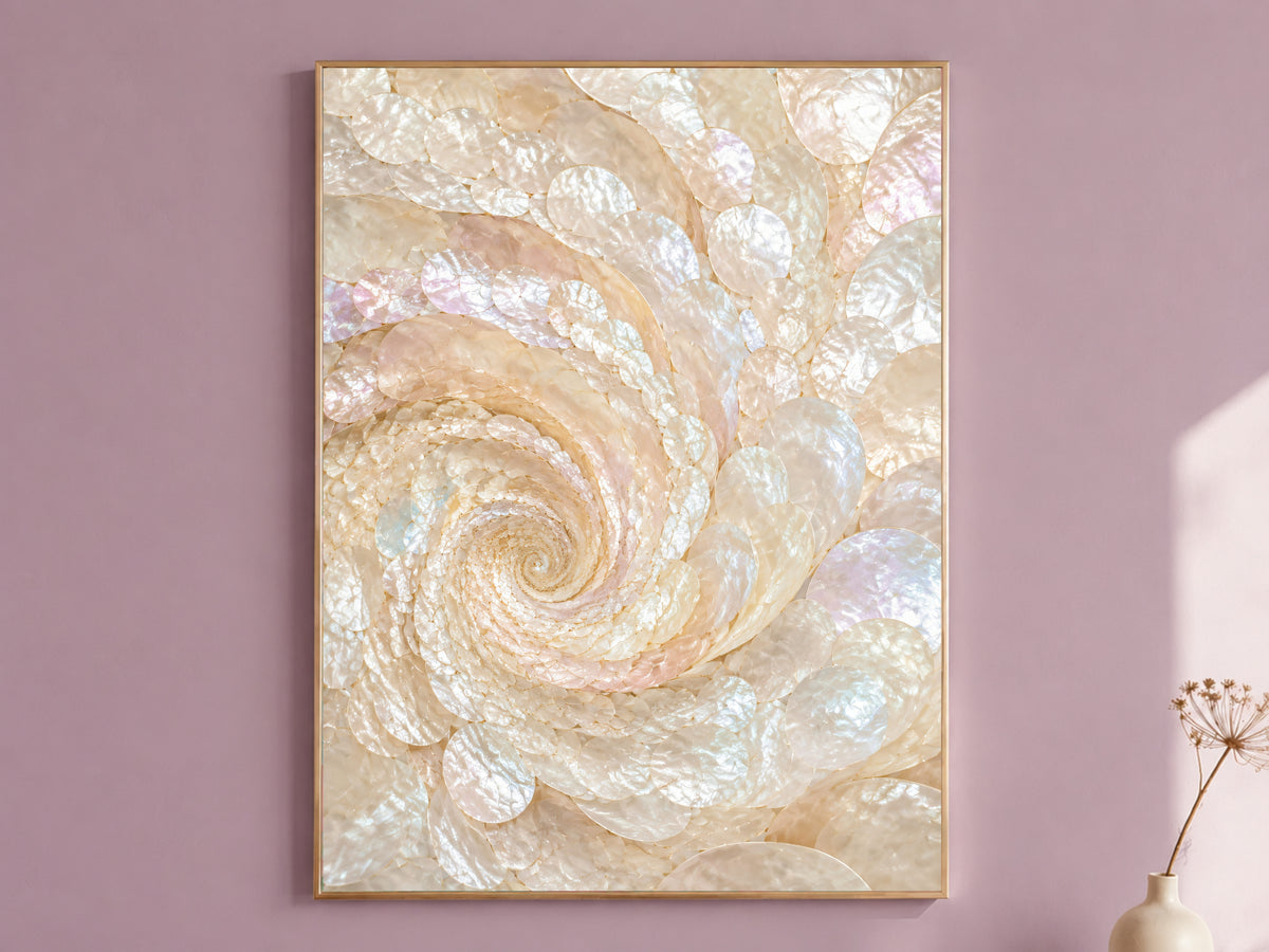 Capiz Shell Wall Art, Iridescent Pearl Swirl Print - Digital Download